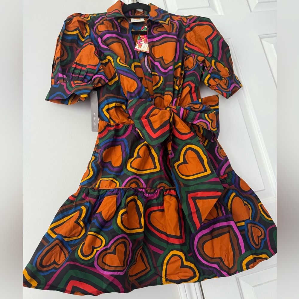 Farm Rio Heart Print Front-Bow Mini Dress - Picture 8 of 12